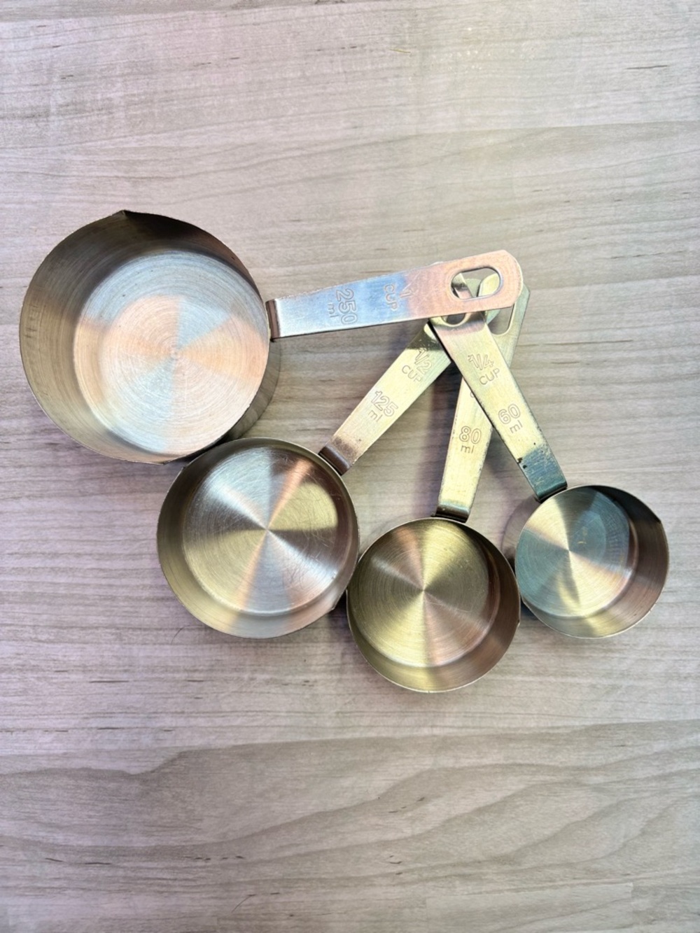 World Market Metal Brass Tone Stainless Steel Measuring Cups Set